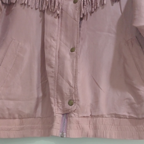 EXCHANGE Pink Bomber Jacket with Stand-Up Collar and Elastic Waistband - Picture 3 of 10